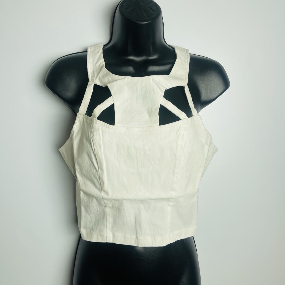 Jealous‎ Tomato Womens Crop Sexy Top Open Criss Cross Zip Back Festival Medium